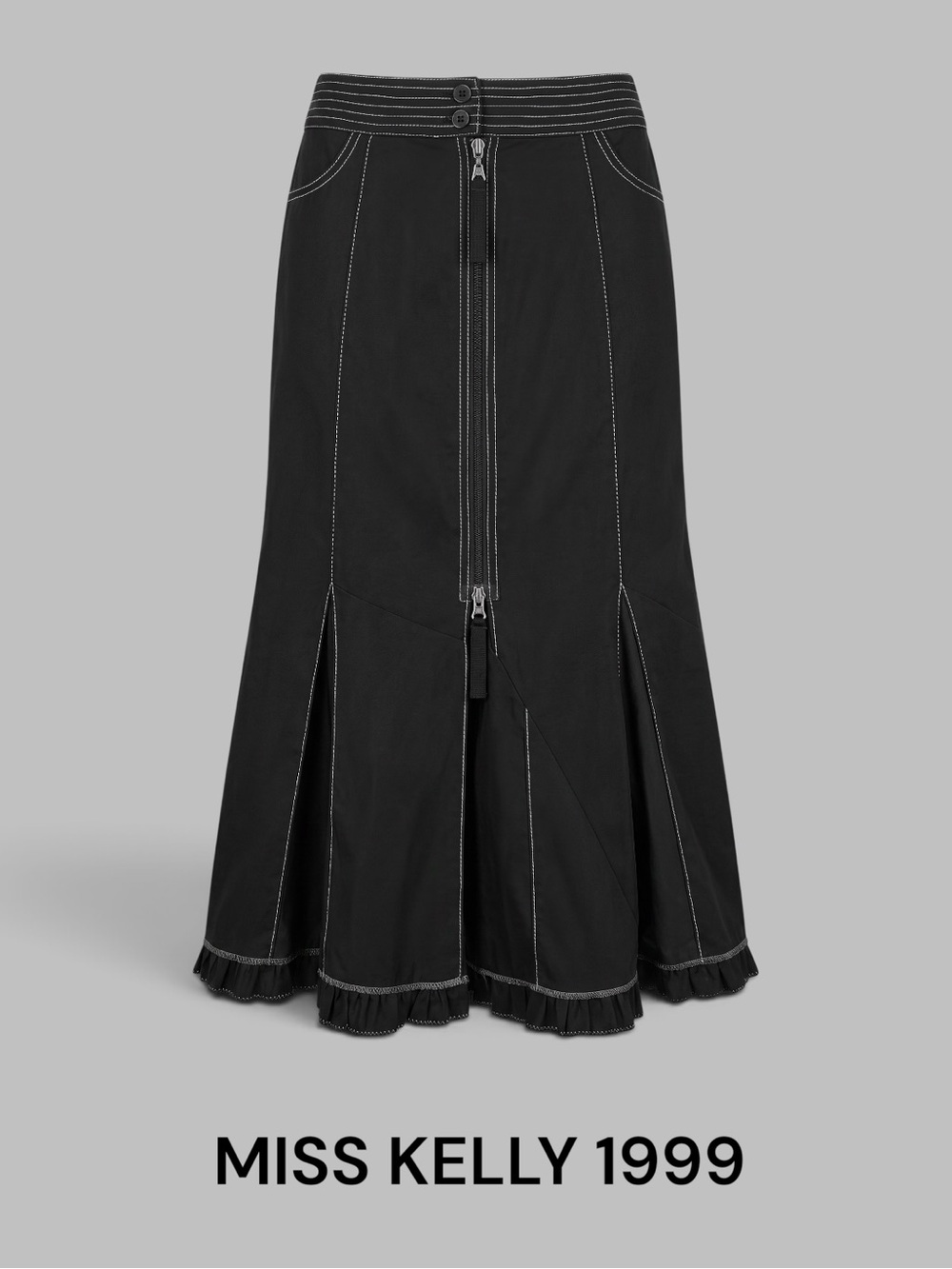 Miss Kelly 1999 Black Zipper Midi Skirt NWT Sz 8 10 12 Choose Size